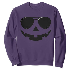 Pumpkin Face Sweatshirt Vintage Jack o Lantern Jackolantern Spooky Season Halloween TS10 Purple Print Your Wear