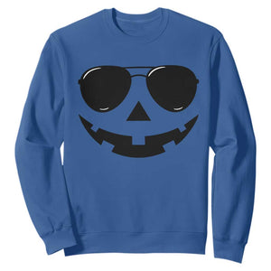 Pumpkin Face Sweatshirt Vintage Jack o Lantern Jackolantern Spooky Season Halloween TS10 Royal Blue Print Your Wear