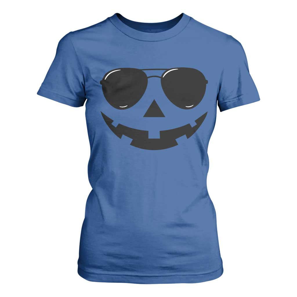 Pumpkin Face T Shirt For Women Vintage Jack o Lantern Jackolantern Spooky Season Halloween TS10 Royal Blue Print Your Wear