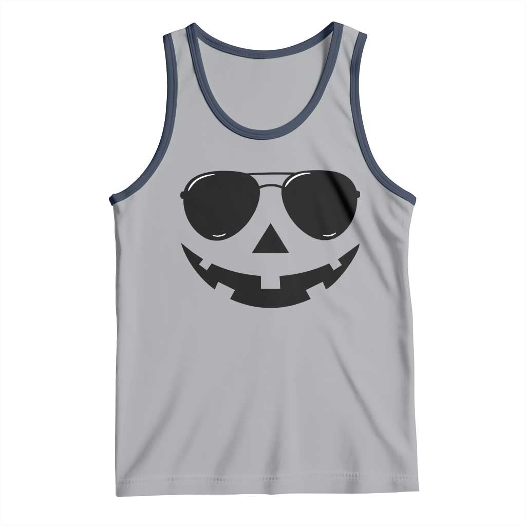 Pumpkin Face Tank Top Vintage Jack o Lantern Jackolantern Spooky Season Halloween TS10 Athletic Heather Navy Print Your Wear