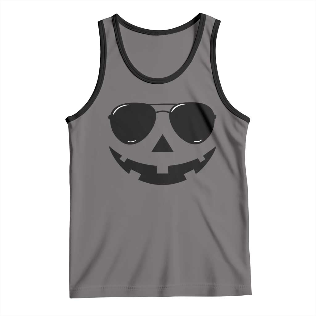 Pumpkin Face Tank Top Vintage Jack o Lantern Jackolantern Spooky Season Halloween TS10 Deep Heather Black Print Your Wear