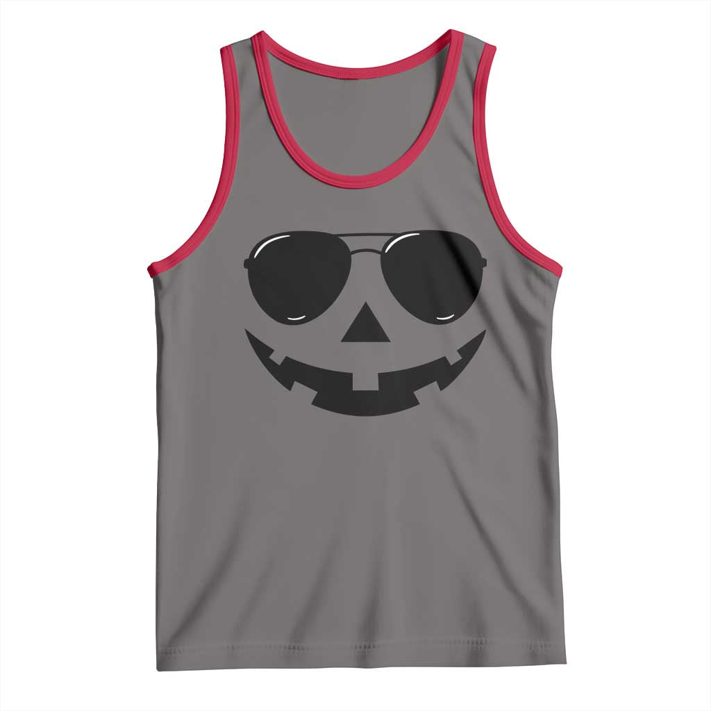 Pumpkin Face Tank Top Vintage Jack o Lantern Jackolantern Spooky Season Halloween TS10 Deep Heather Red Print Your Wear