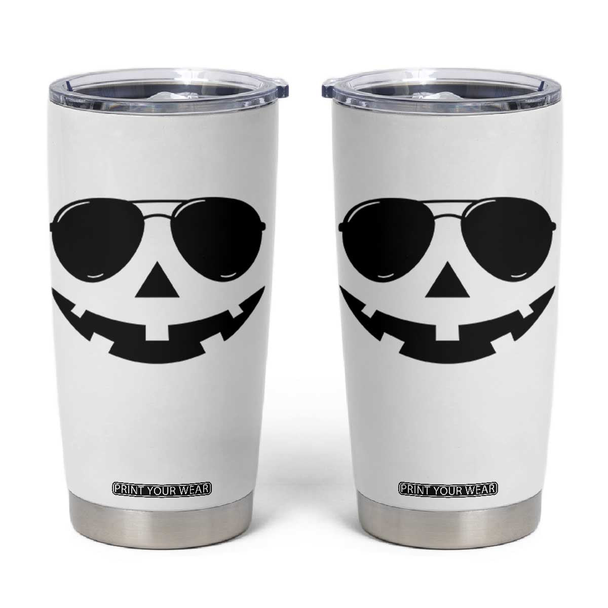 Pumpkin Face Tumbler Cup Vintage Jack o Lantern Jackolantern Spooky Season Halloween TS10 White Print Your Wear