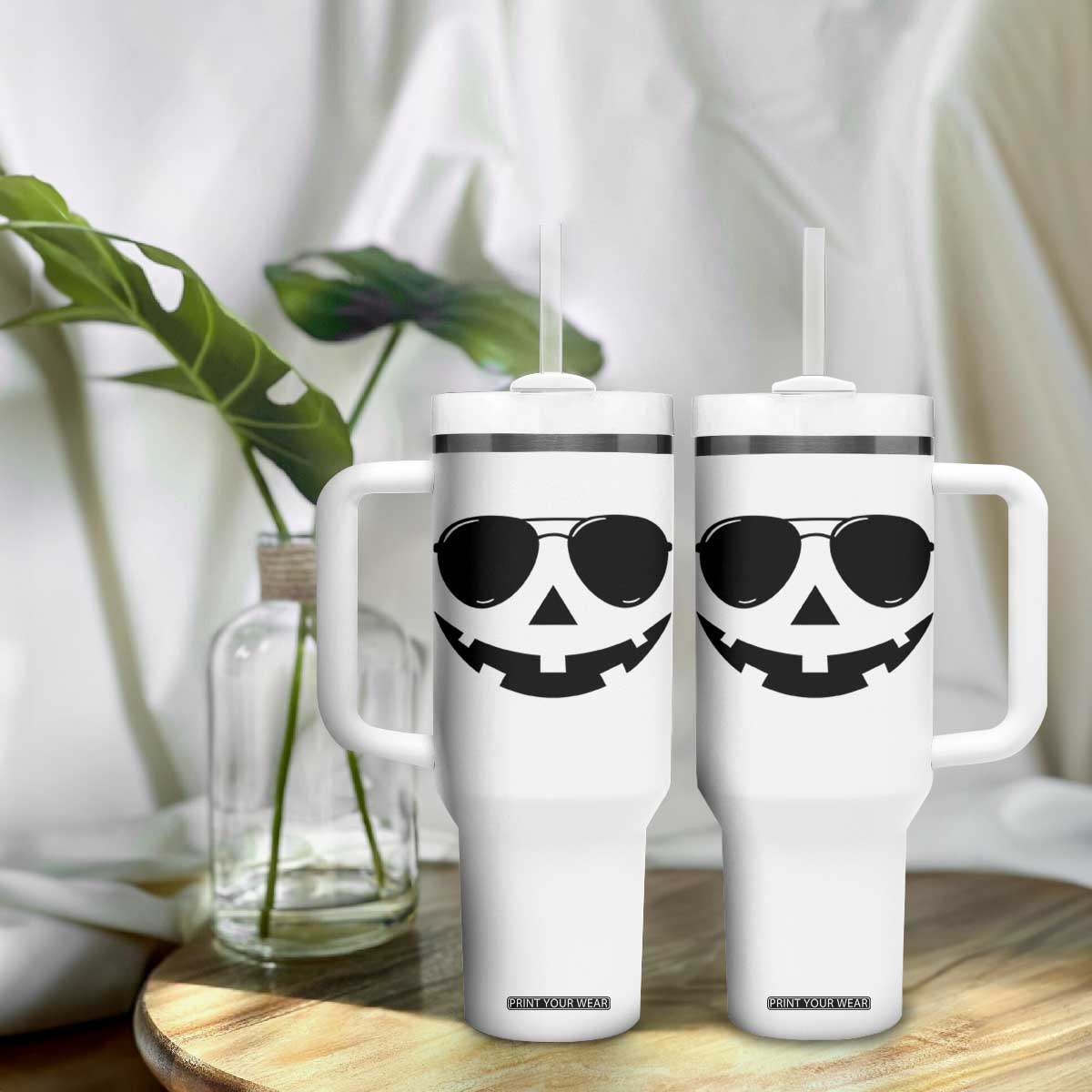 Pumpkin Face Tumbler With Handle Vintage Jack o Lantern Jackolantern Spooky Season Halloween TS10 Print Your Wear