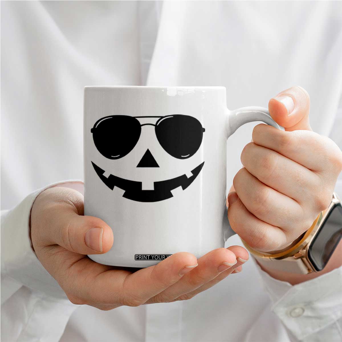 Pumpkin Face Coffee Mug Vintage Jack o Lantern Jackolantern Spooky Season Halloween TS10 Print Your Wear
