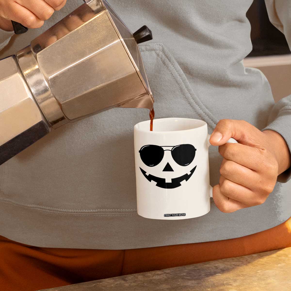 Pumpkin Face Coffee Mug Vintage Jack o Lantern Jackolantern Spooky Season Halloween TS10 Print Your Wear