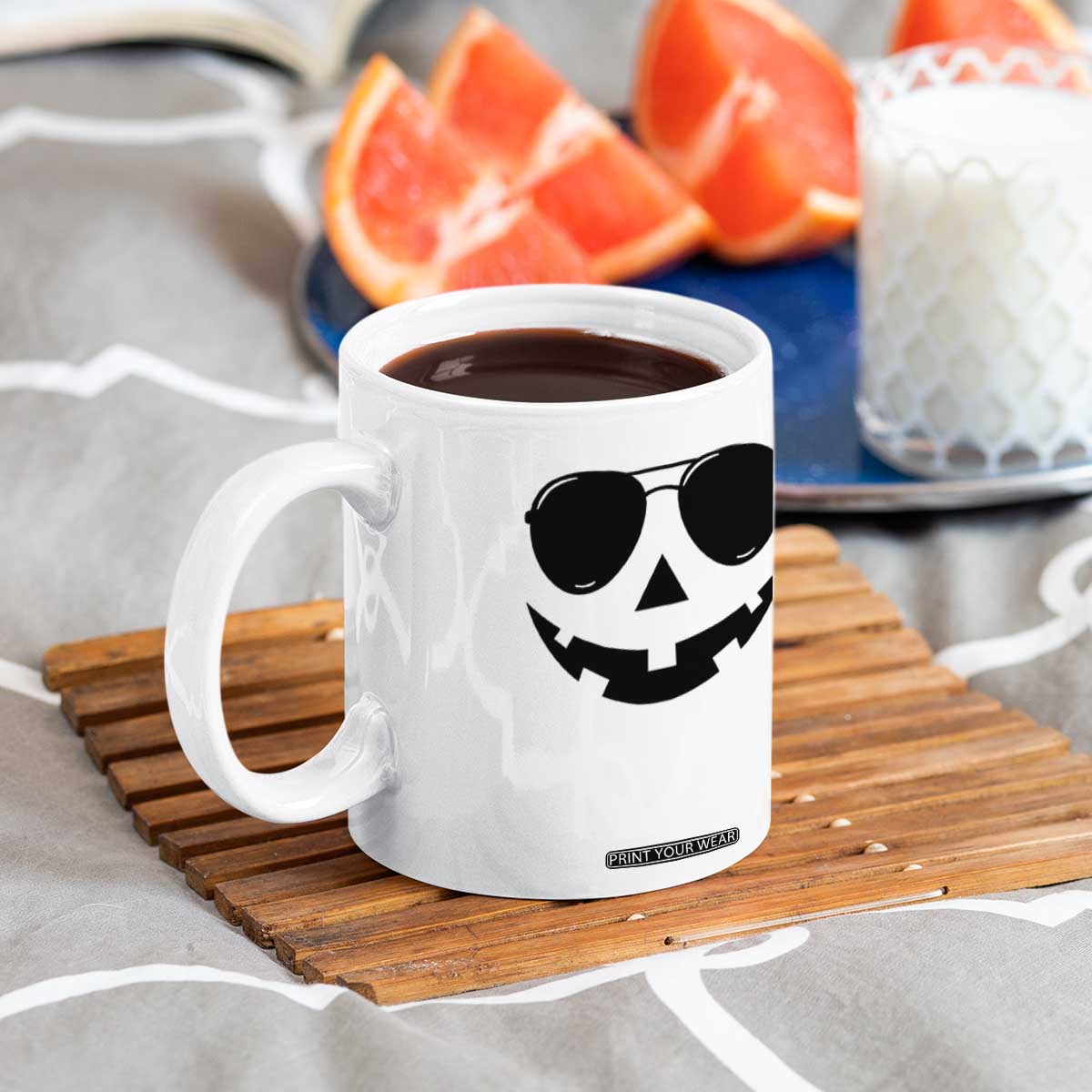 Pumpkin Face Coffee Mug Vintage Jack o Lantern Jackolantern Spooky Season Halloween TS10 Print Your Wear