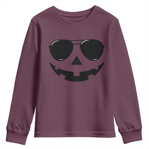 Pumpkin Face Youth Sweatshirt Vintage Jack o Lantern Jackolantern Spooky Season Halloween TS10 Maroon Print Your Wear