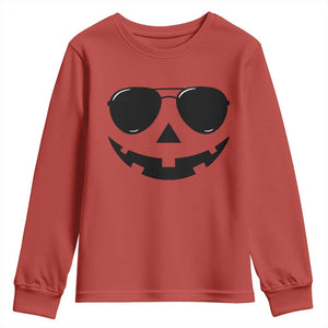 Pumpkin Face Youth Sweatshirt Vintage Jack o Lantern Jackolantern Spooky Season Halloween TS10 Red Print Your Wear