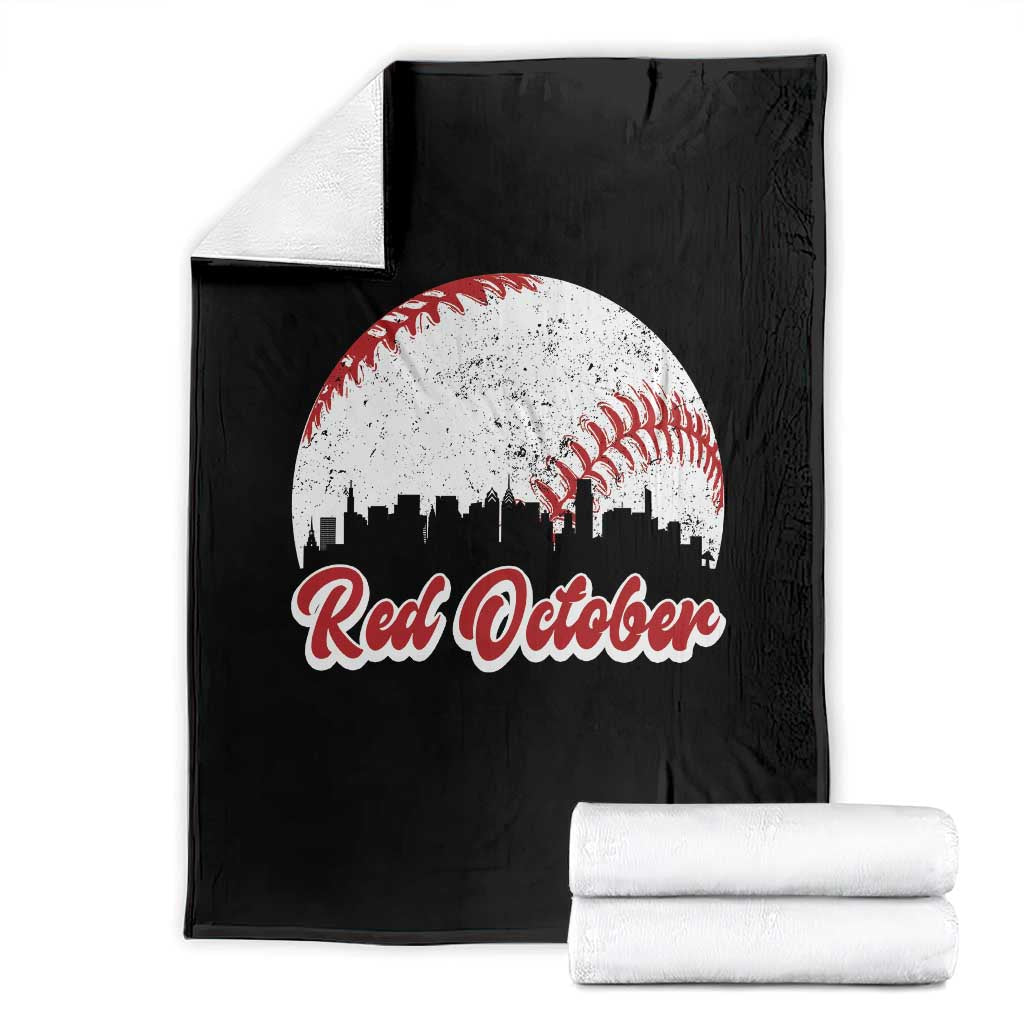 Vintage Red October Throw Blanket Philadelphia Skyline Retro Philly Cityscape TS10 Black Print Your Wear