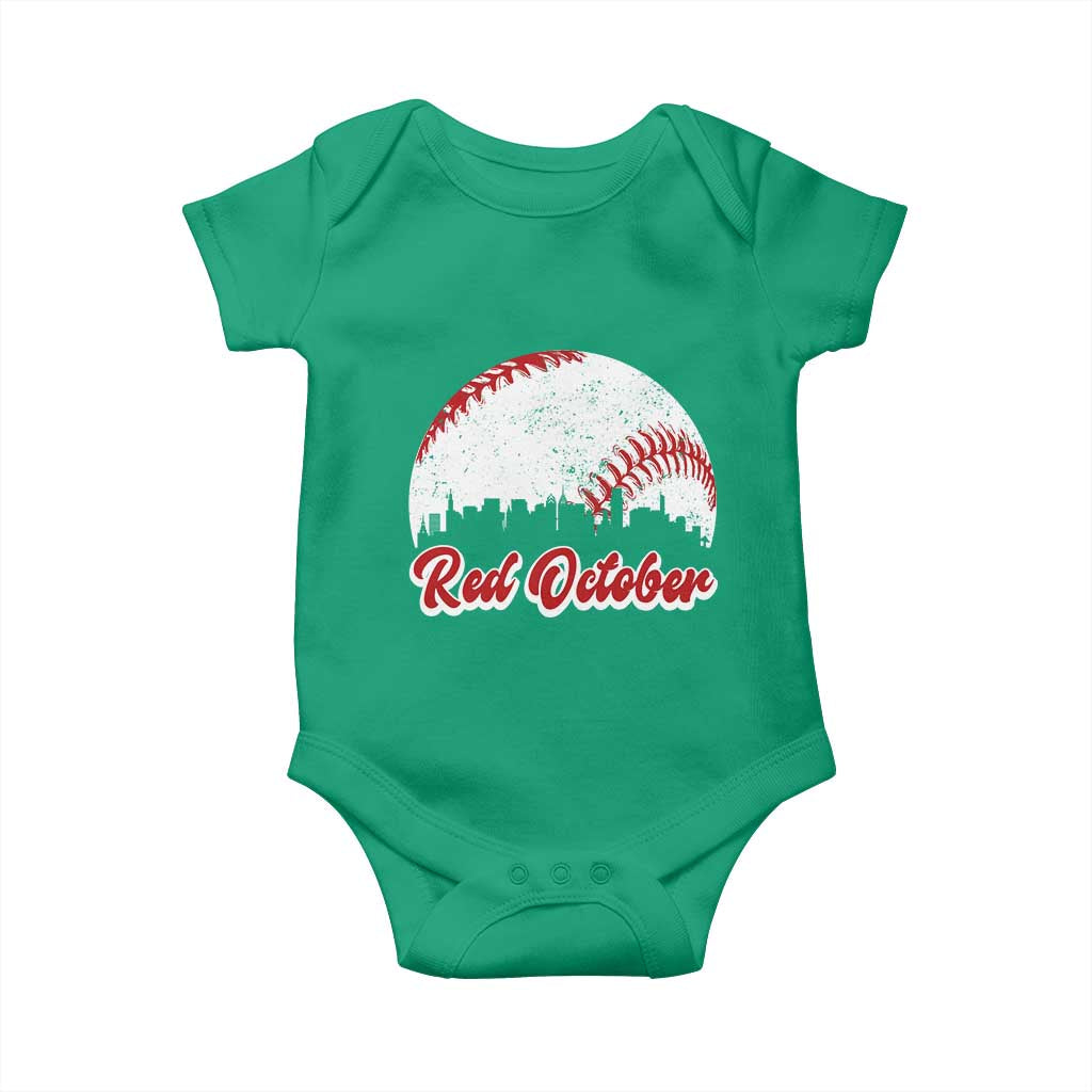 Vintage Red October Baby Onesie Philadelphia Skyline Retro Philly Cityscape TS10 Irish Green Print Your Wear
