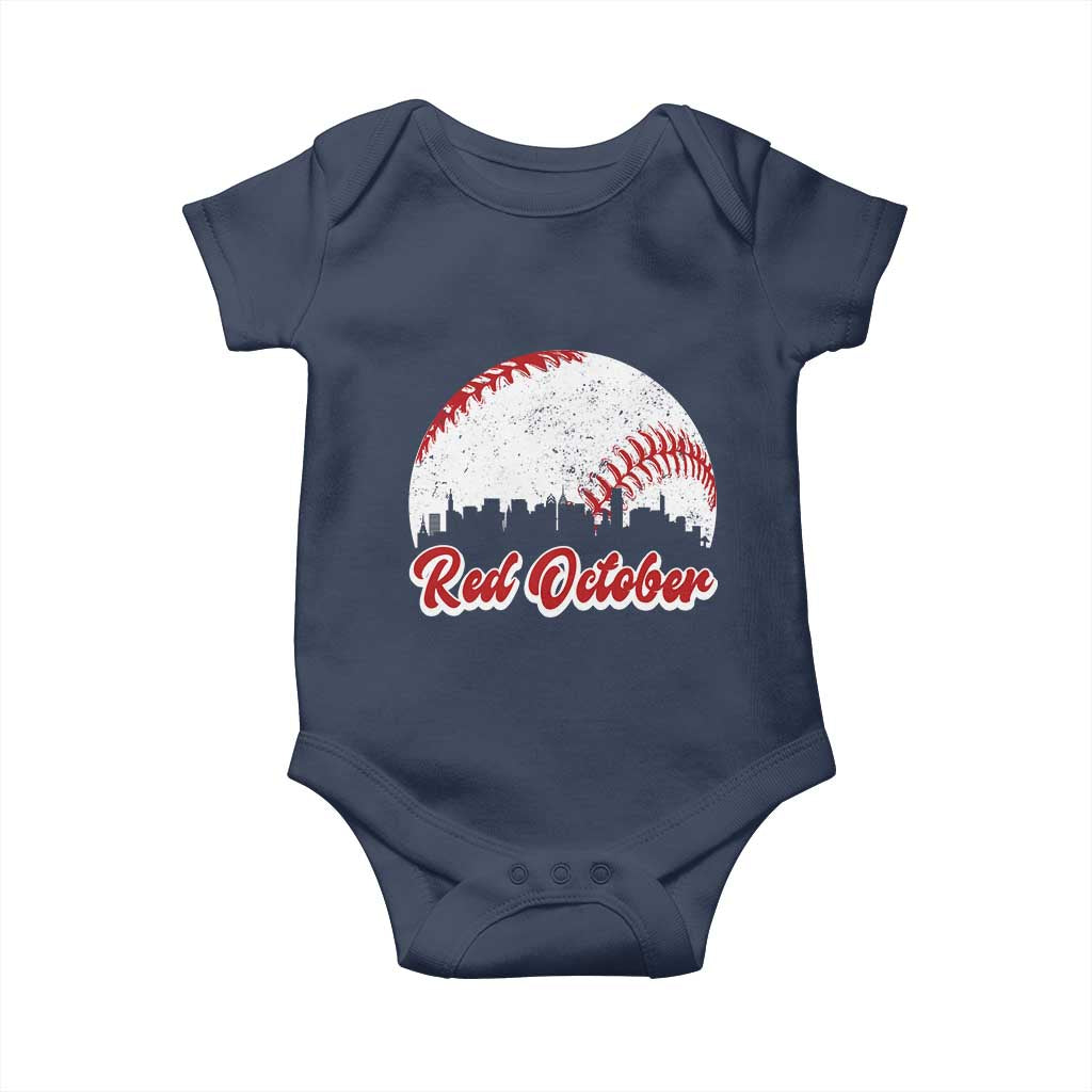 Vintage Red October Baby Onesie Philadelphia Skyline Retro Philly Cityscape TS10 Navy Print Your Wear