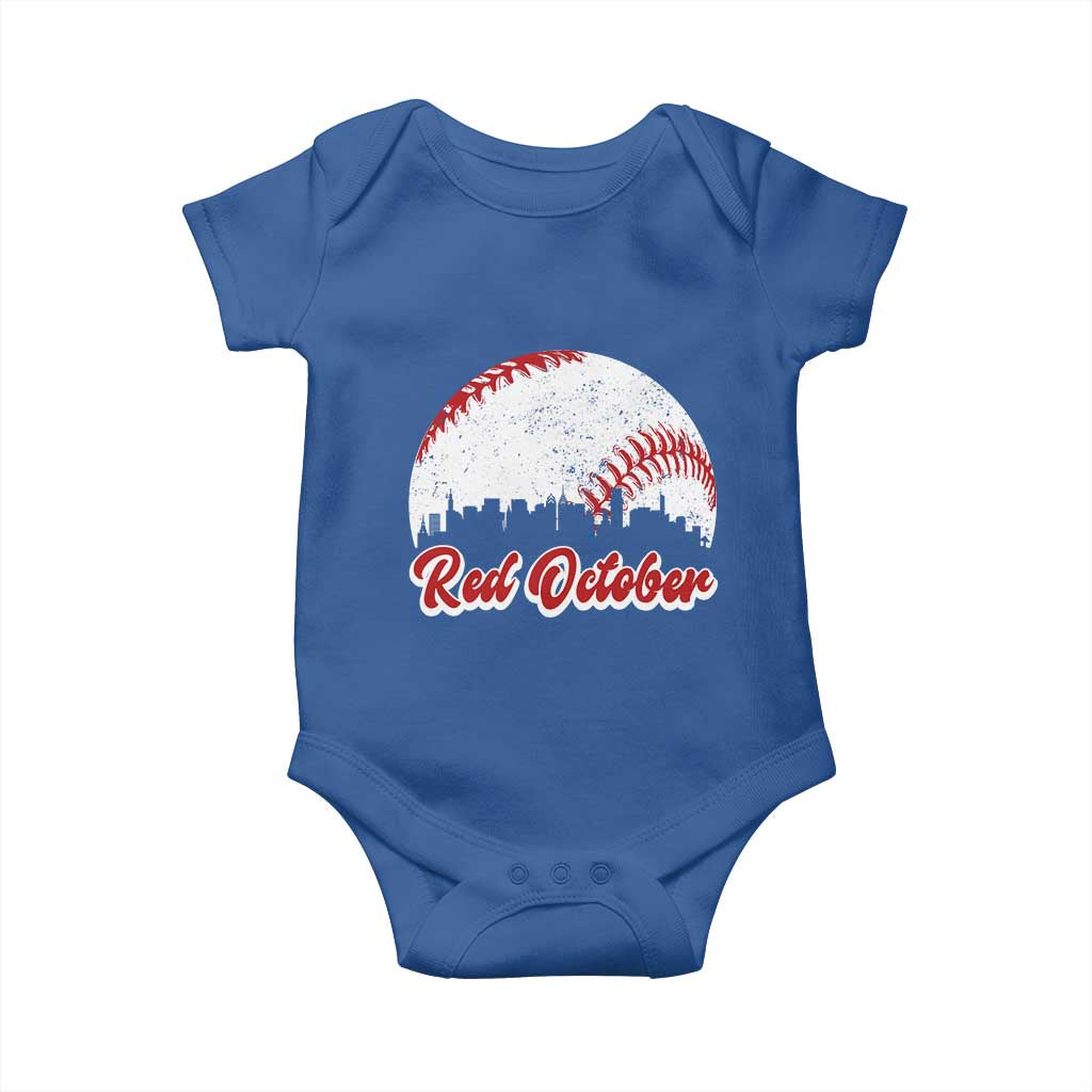 Vintage Red October Baby Onesie Philadelphia Skyline Retro Philly Cityscape TS10 Royal Blue Print Your Wear