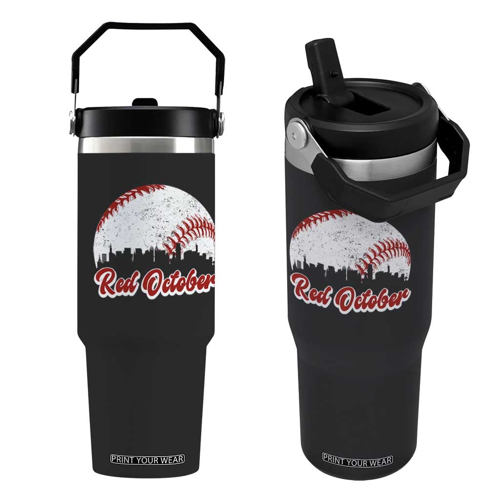 Vintage Red October Flip Straw Tumbler Philadelphia Skyline Retro Philly Cityscape TS10 One Size: 30 oz Black Print Your Wear