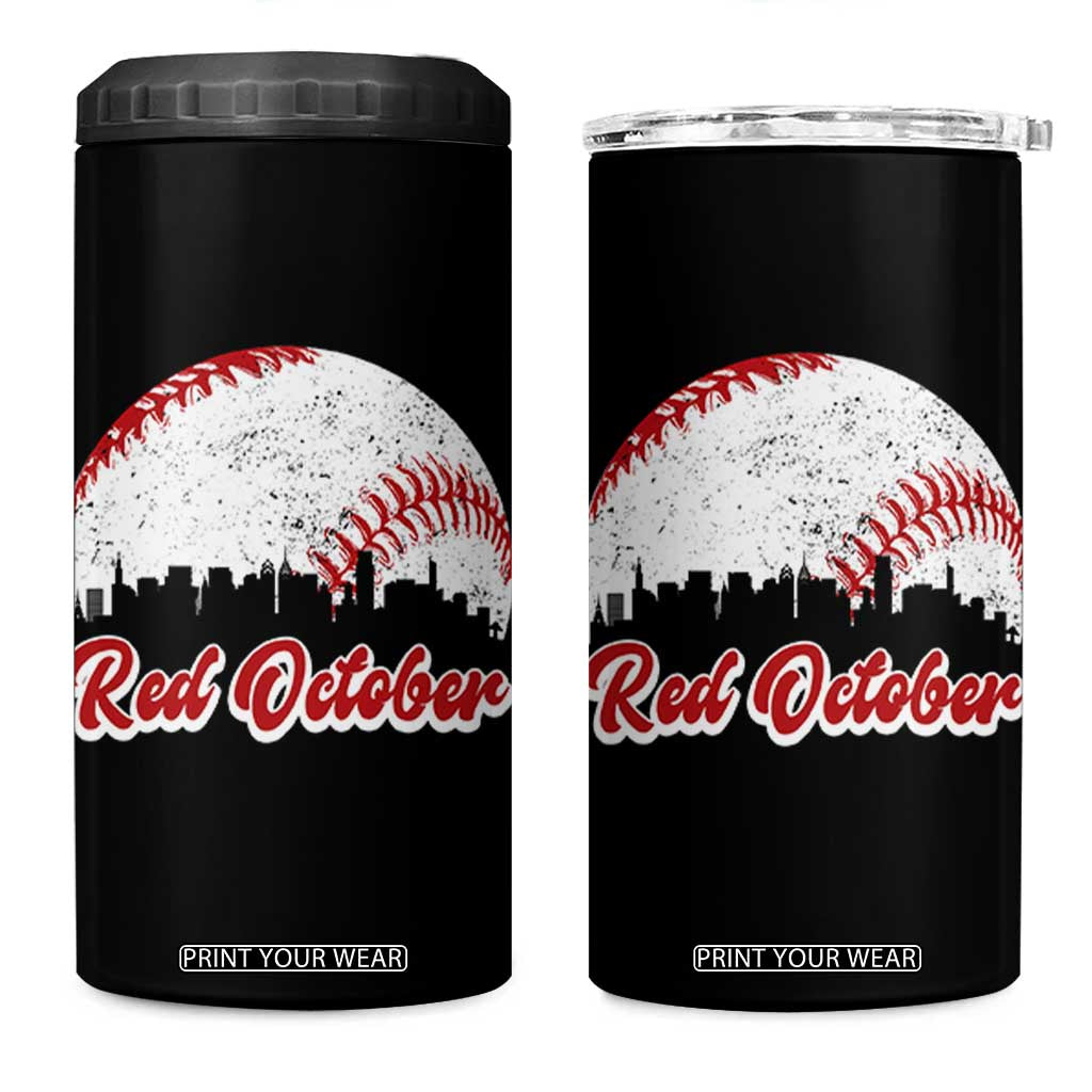 Vintage Red October 4 in 1 Can Cooler Tumbler Philadelphia Skyline Retro Philly Cityscape TS10 One Size: 16 oz Black Print Your Wear