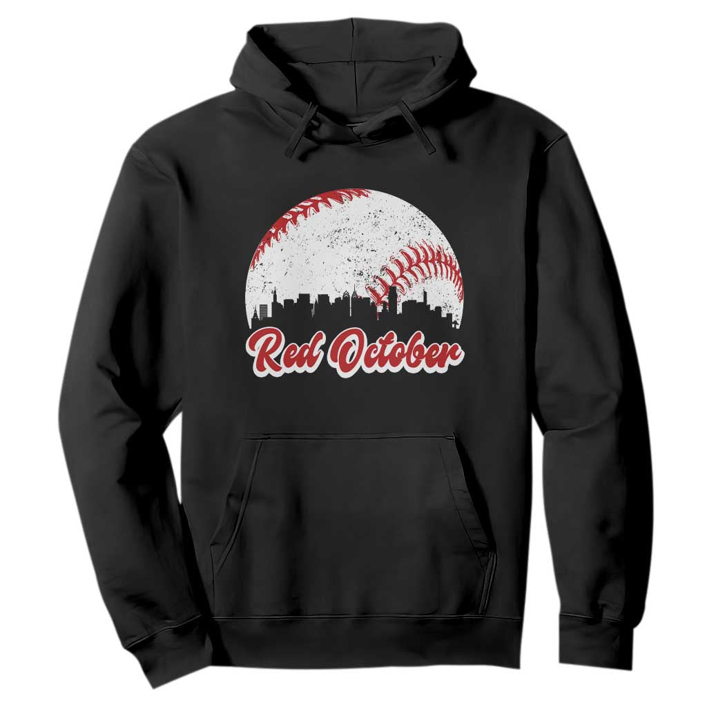Vintage Red October Hoodie Philadelphia Skyline Retro Philly Cityscape TS10 Black Print Your Wear