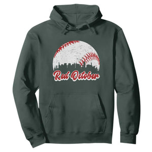 Vintage Red October Hoodie Philadelphia Skyline Retro Philly Cityscape TS10 Dark Forest Green Print Your Wear