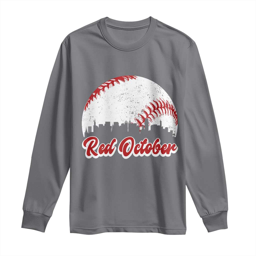 Vintage Red October Long Sleeve Shirt Philadelphia Skyline Retro Philly Cityscape TS10 Charcoal Print Your Wear