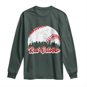 Vintage Red October Long Sleeve Shirt Philadelphia Skyline Retro Philly Cityscape TS10 Dark Forest Green Print Your Wear