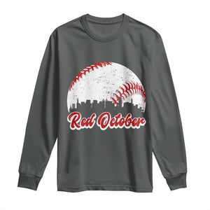 Vintage Red October Long Sleeve Shirt Philadelphia Skyline Retro Philly Cityscape TS10 Dark Heather Print Your Wear