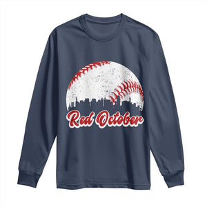 Vintage Red October Long Sleeve Shirt Philadelphia Skyline Retro Philly Cityscape TS10 Navy Print Your Wear