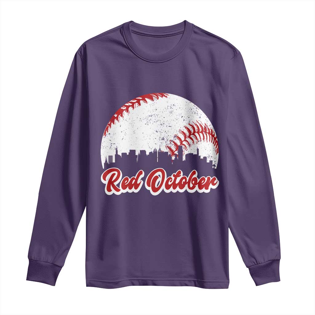Vintage Red October Long Sleeve Shirt Philadelphia Skyline Retro Philly Cityscape TS10 Purple Print Your Wear