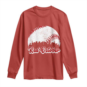 Vintage Red October Long Sleeve Shirt Philadelphia Skyline Retro Philly Cityscape TS10 Red Print Your Wear
