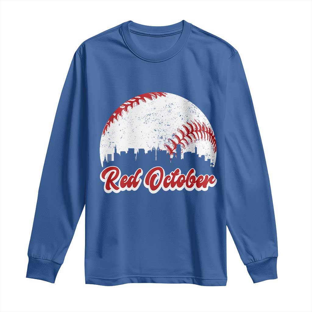 Vintage Red October Long Sleeve Shirt Philadelphia Skyline Retro Philly Cityscape TS10 Royal Blue Print Your Wear