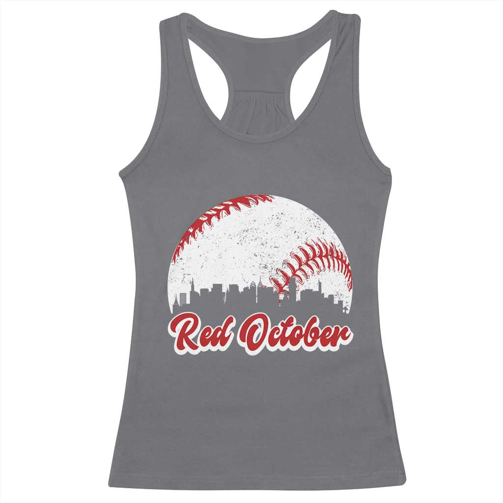 Vintage Red October Racerback Tank Top Philadelphia Skyline Retro Philly Cityscape TS10 Charcoal Print Your Wear