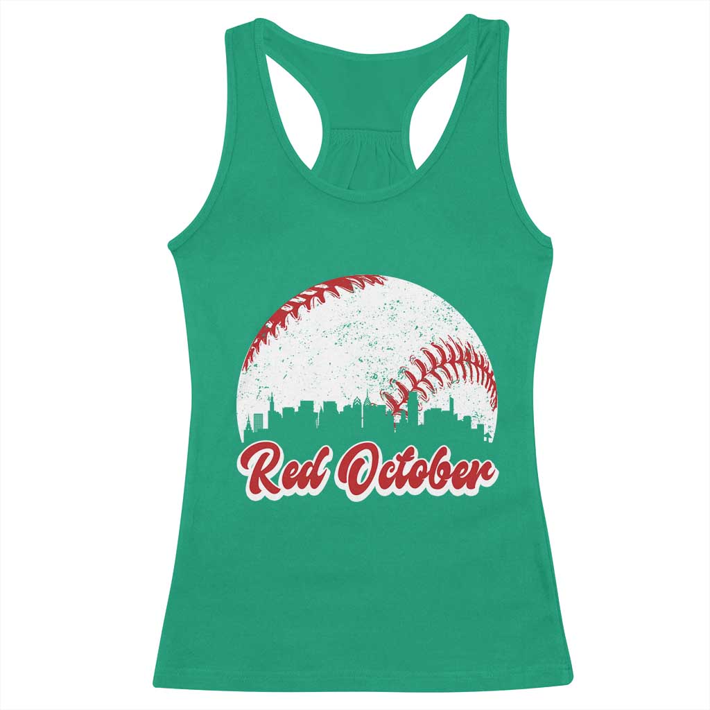 Vintage Red October Racerback Tank Top Philadelphia Skyline Retro Philly Cityscape TS10 Irish Green Print Your Wear
