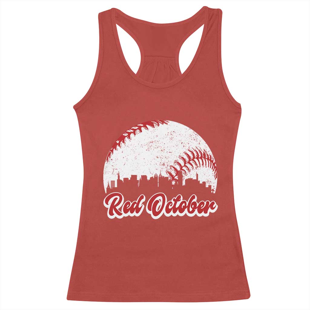 Vintage Red October Racerback Tank Top Philadelphia Skyline Retro Philly Cityscape TS10 Red Print Your Wear