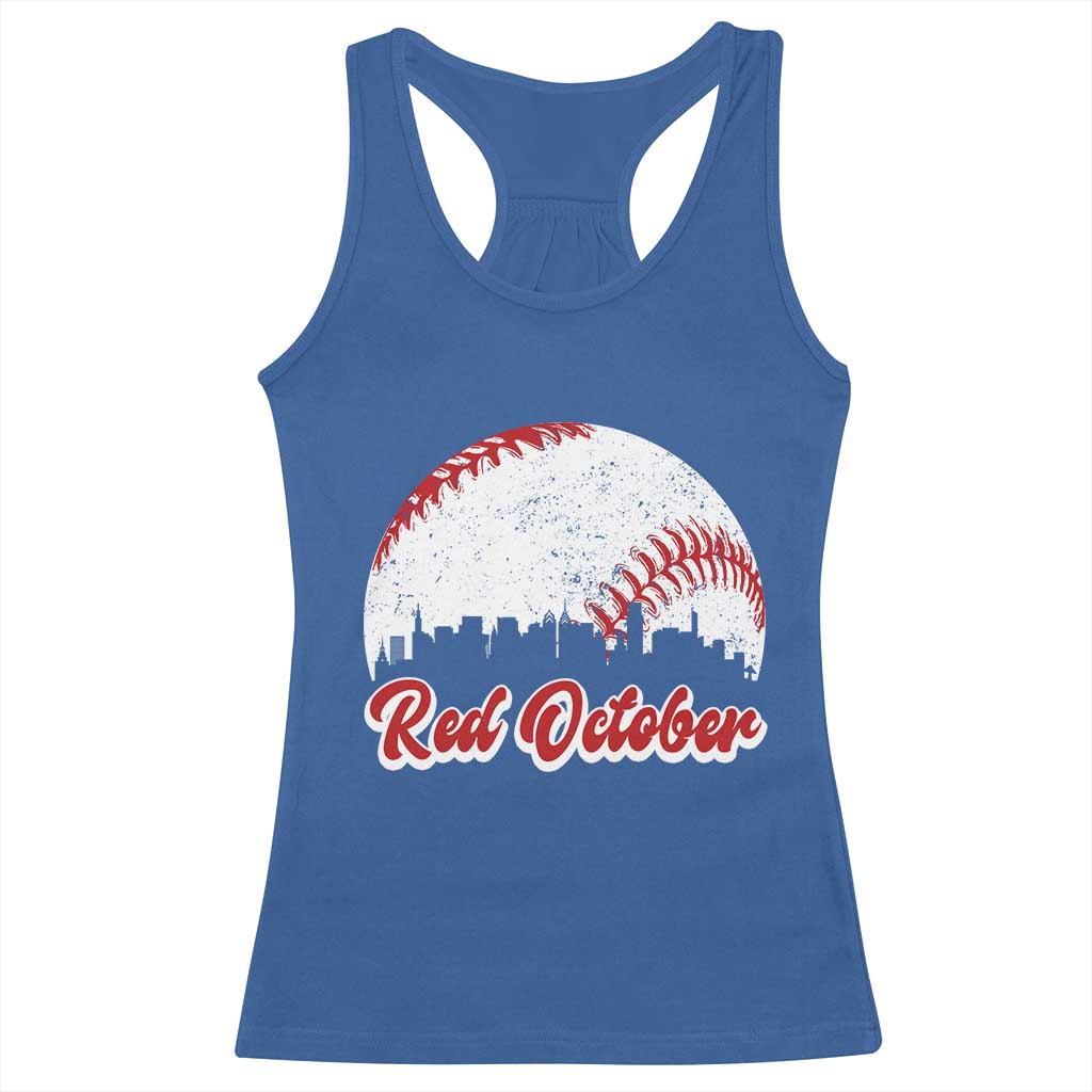 Vintage Red October Racerback Tank Top Philadelphia Skyline Retro Philly Cityscape TS10 Royal Blue Print Your Wear