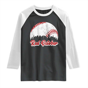 Vintage Red October Raglan Shirt Philadelphia Skyline Retro Philly Cityscape TS10 Black White Print Your Wear
