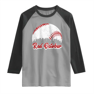 Vintage Red October Raglan Shirt Philadelphia Skyline Retro Philly Cityscape TS10 Sport Gray Black Print Your Wear