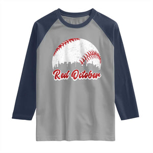 Vintage Red October Raglan Shirt Philadelphia Skyline Retro Philly Cityscape TS10 Sport Gray Navy Print Your Wear