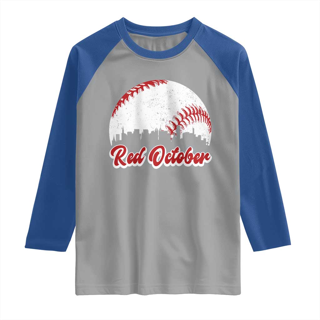 Vintage Red October Raglan Shirt Philadelphia Skyline Retro Philly Cityscape TS10 Sport Gray Royal Print Your Wear