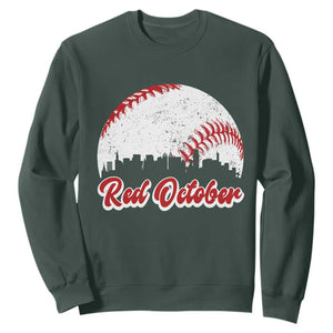 Vintage Red October Sweatshirt Philadelphia Skyline Retro Philly Cityscape TS10 Dark Forest Green Print Your Wear