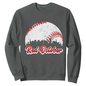 Vintage Red October Sweatshirt Philadelphia Skyline Retro Philly Cityscape TS10 Dark Heather Print Your Wear