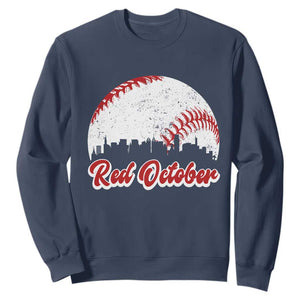 Vintage Red October Sweatshirt Philadelphia Skyline Retro Philly Cityscape TS10 Navy Print Your Wear