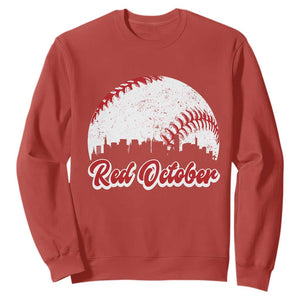 Vintage Red October Sweatshirt Philadelphia Skyline Retro Philly Cityscape TS10 Red Print Your Wear