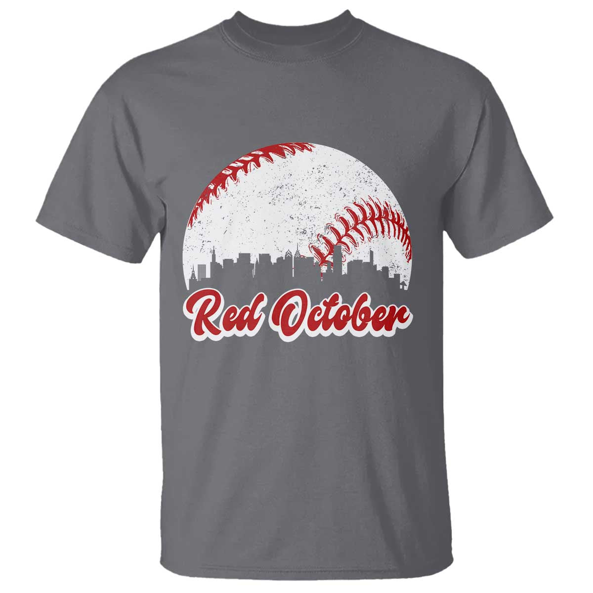 Vintage Red October T Shirt Philadelphia Skyline Retro Philly Cityscape TS10 Charcoal Print Your Wear