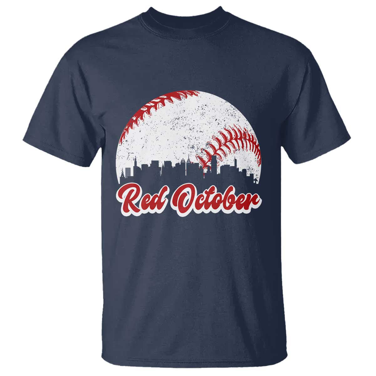 Vintage Red October T Shirt Philadelphia Skyline Retro Philly Cityscape TS10 Navy Print Your Wear