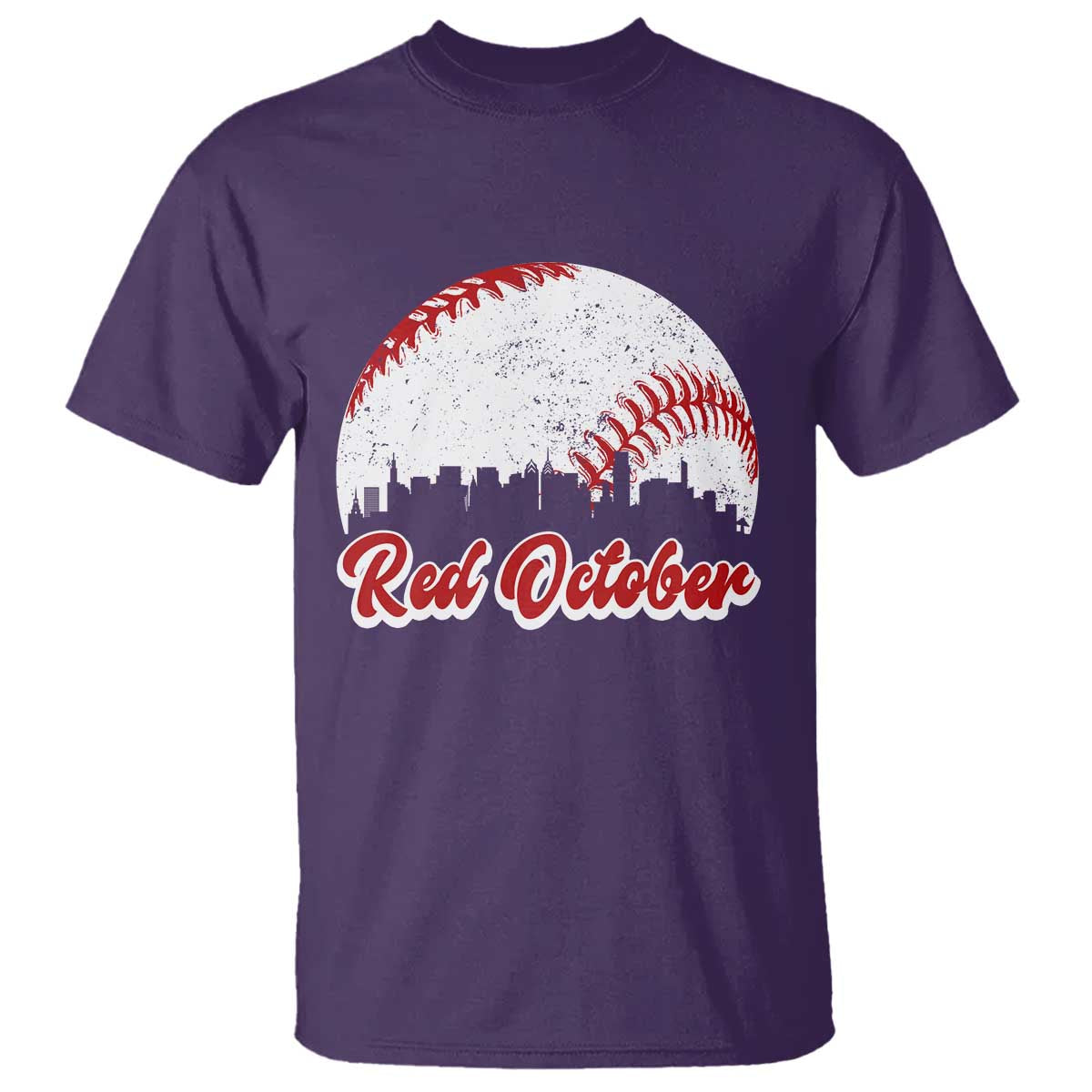 Vintage Red October T Shirt Philadelphia Skyline Retro Philly Cityscape TS10 Purple Print Your Wear