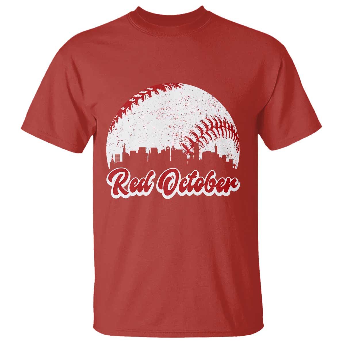 Vintage Red October T Shirt Philadelphia Skyline Retro Philly Cityscape TS10 Red Print Your Wear