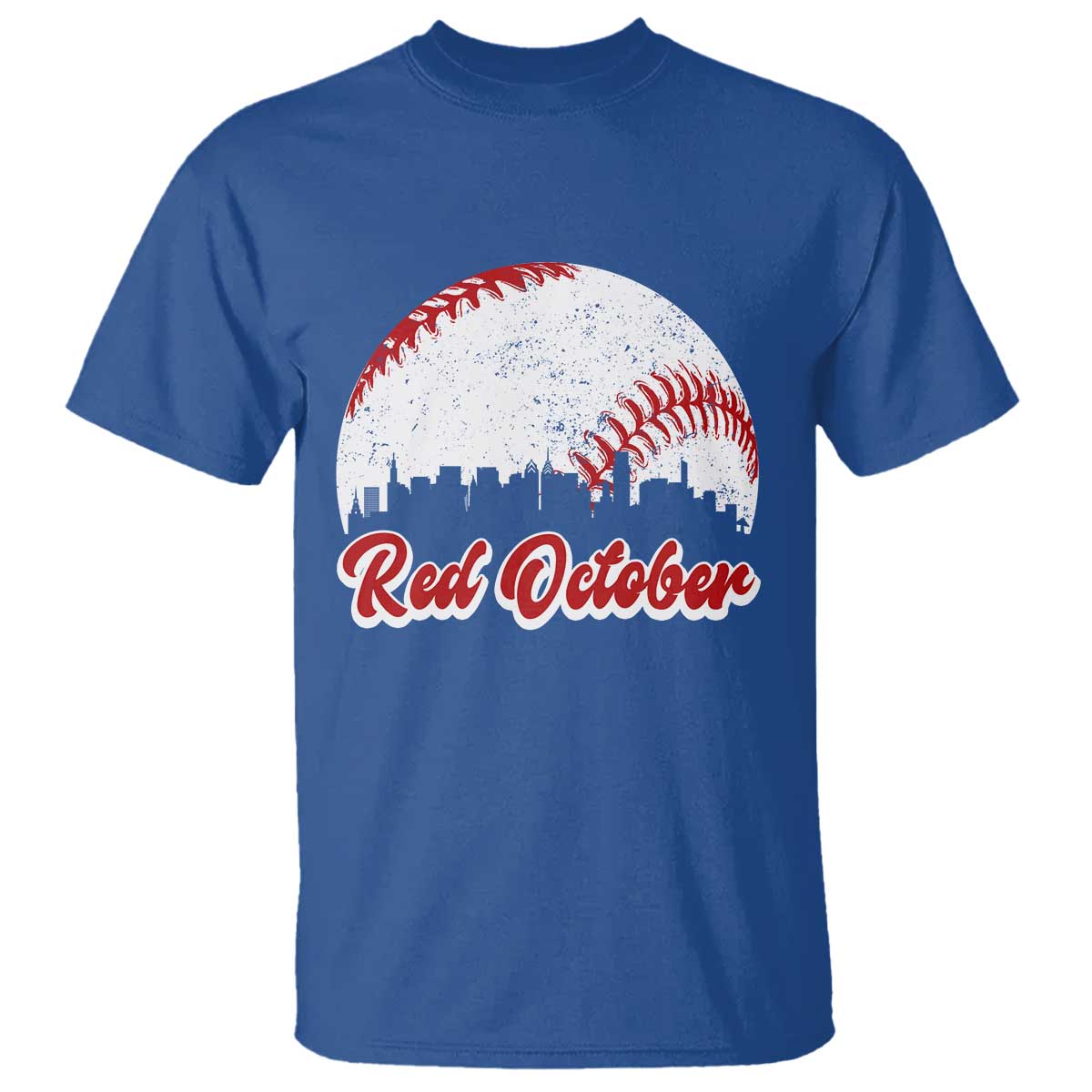Vintage Red October T Shirt Philadelphia Skyline Retro Philly Cityscape TS10 Royal Blue Print Your Wear