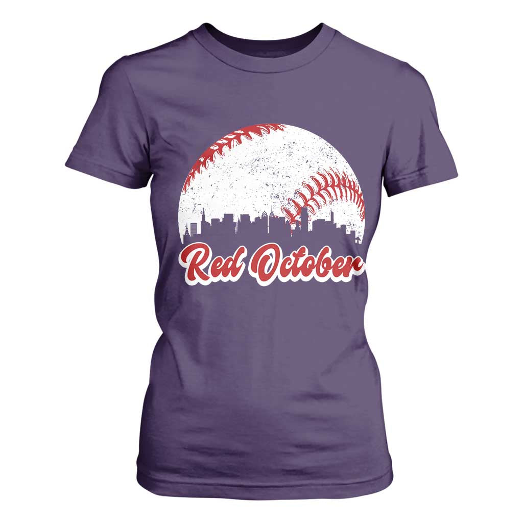 Vintage Red October T Shirt For Women Philadelphia Skyline Retro Philly Cityscape TS10 Purple Print Your Wear