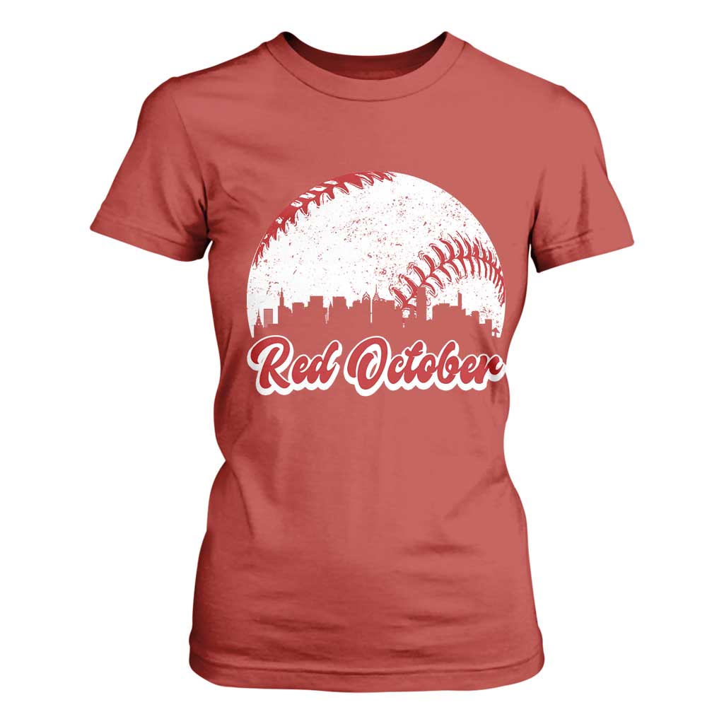 Vintage Red October T Shirt For Women Philadelphia Skyline Retro Philly Cityscape TS10 Red Print Your Wear
