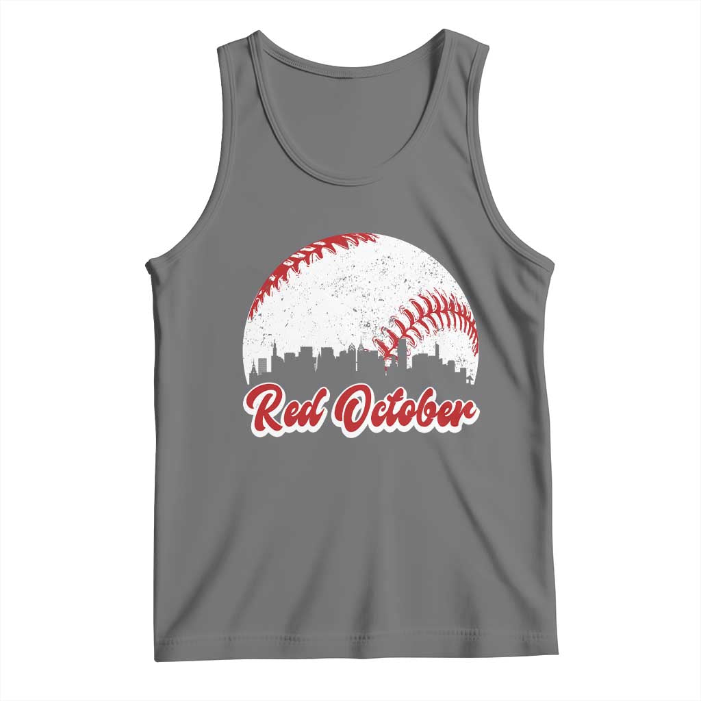 Vintage Red October Tank Top Philadelphia Skyline Retro Philly Cityscape TS10 Black Heather Print Your Wear