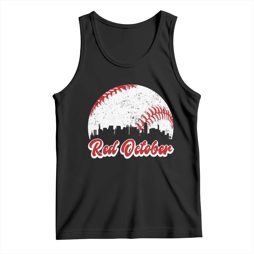 Vintage Red October Tank Top Philadelphia Skyline Retro Philly Cityscape TS10 Black Print Your Wear