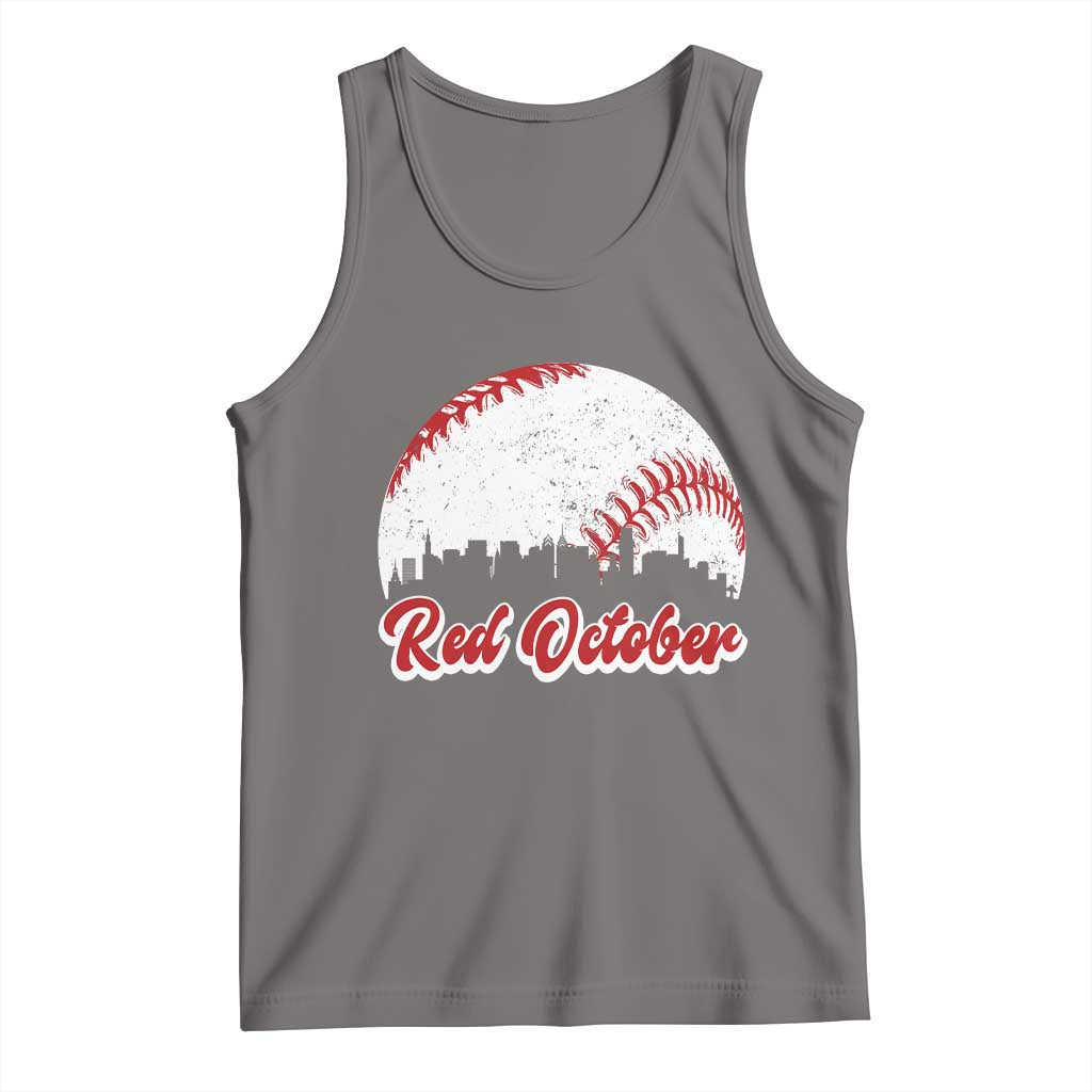 Vintage Red October Tank Top Philadelphia Skyline Retro Philly Cityscape TS10 Deep Heather Print Your Wear